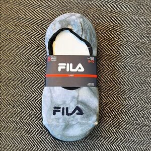 2/$10 FILA Light Gray No-Show Liner Socks with Black Trim
